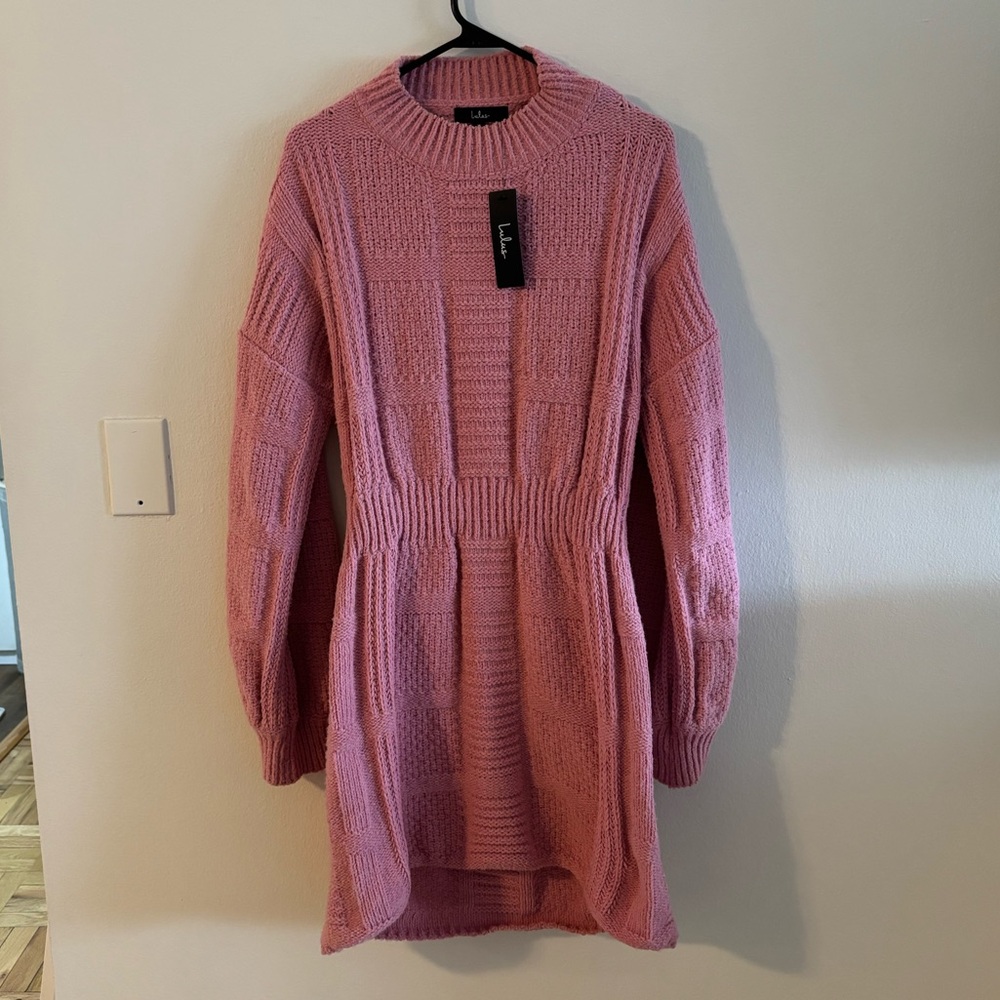 Lulus Pink Knit Sweater Dress